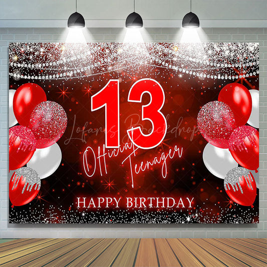 Lofaris Red Glitter Balloon 13 Official Teenagers Backdrop