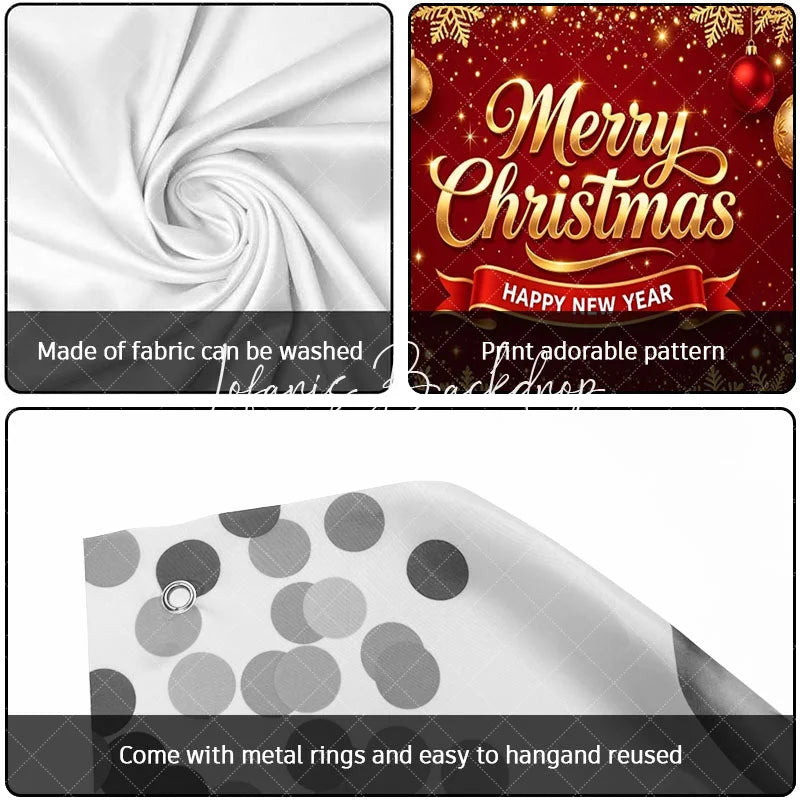 Lofaris Red Gold Glitter Merry Christmas Happy New Year Garage Door Banner Snowflake Ornament Holiday Decor