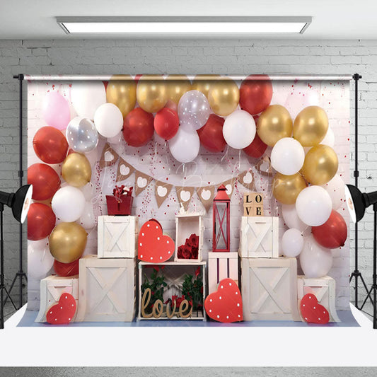 Lofaris Red Gold Love Valentines Day Photography Backdrop