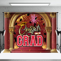 Lofaris Red Gold Luxury Arch Sparkle Congrats Grad Backdrop