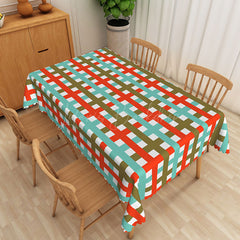 Lofaris Red Green and Blue Checkered Rectangle Tablecloth for Primary Color Themed Kids Birthday Party
