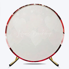 Lofaris Red Heart Balloons and Roses Valentines Day Round Backdrop Romantic Love Floral Wedding Banner