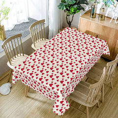 Lofaris Red Heart Confetti Rectangle Tablecloth Romantic Love Pattern on White Valentine Date Night Dining Decor