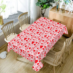 Lofaris Red Heart Pink Swirl Rectangle Tablecloth Romantic Valentine Day Love Table Cover Anniversary Wedding Decor