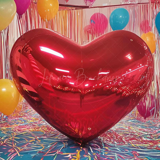 Lofaris Red Heart Shape Inflatable Mirror Ball Shiny
