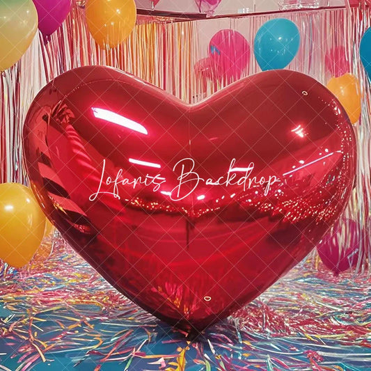 Lofaris Red Heart Shape Inflatable Mirror Ball Shiny