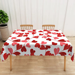 Lofaris Red Heart Vine Rectangle Tablecloth Romantic Leafy Love Table Cover Wedding Anniversary Home Decor