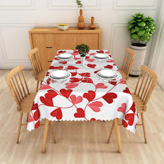 Lofaris Red Heart Vine Rectangle Tablecloth Romantic Leafy Love Table Cover Wedding Anniversary Home Decor