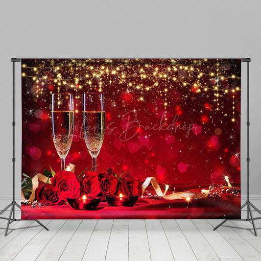 Lofaris Red Hearts Bokeh Lighted Valentines Day Backdrop