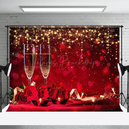 Lofaris Red Hearts Bokeh Lighted Valentines Day Backdrop