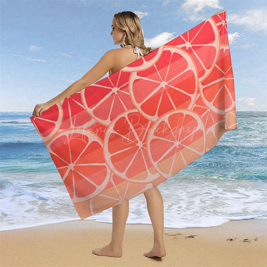 Lofaris Red Lemon Slices Fruit Summer Custom Name Beach Towel