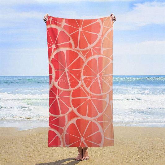 Lofaris Red Lemon Slices Fruit Summer Custom Name Beach Towel