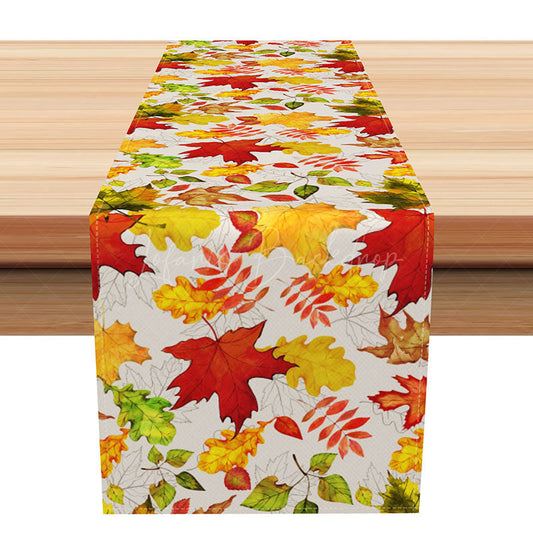 Lofaris Red Maple Leaves Autumn Table Runner Rustic Fall Vibe with a Botanical Design Thanksgiving Kitchen Decor