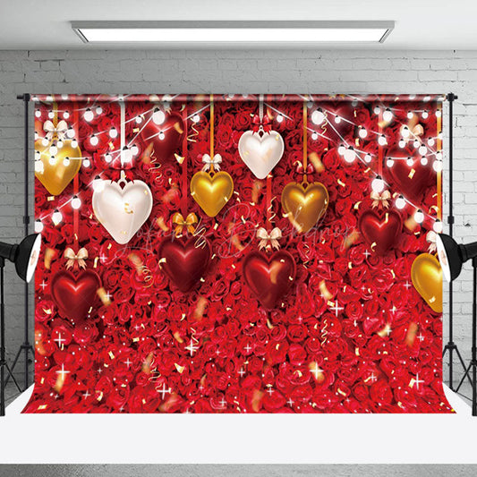 Lofaris Red Petal Colorful Heart Ornaments Hanging Backdrop