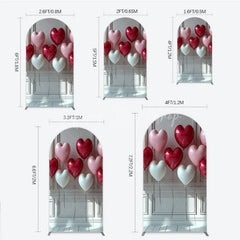 Lofaris Red Pink and White Heart Balloons Round Top Arch Backdrop Elegant Romantic Valentine’s Day Party Decor