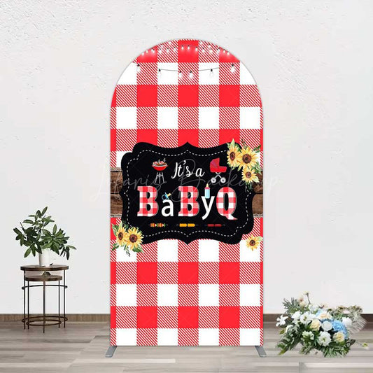 Lofaris Red Plaid Babyq Summer Baby Shower Arch Backdrop