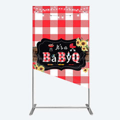 Lofaris Red Plaid Babyq Summer Baby Shower Rectangle Backdrop
