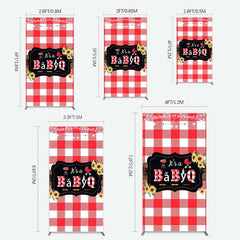 Lofaris Red Plaid Babyq Summer Baby Shower Rectangle Backdrop