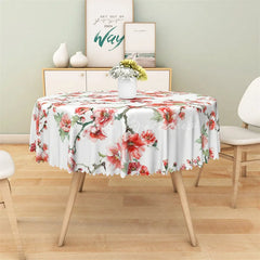 Lofaris Red Plum Blossom Round Tablecloth Spring Floral Branch Table Cover for Holiday Party