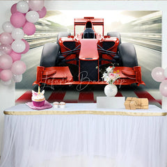 Lofaris Red Race Car Birthday Backdrop Fast Formula Racing Sport Theme Boys Party Photography Background