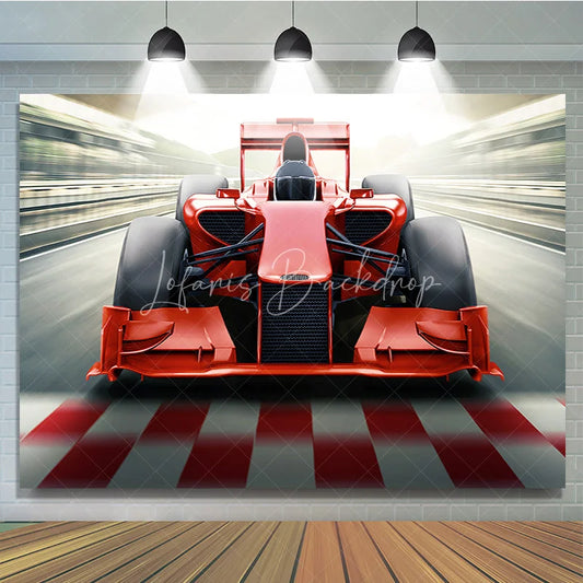 Lofaris Red Race Car Birthday Backdrop Fast Formula Racing Sport Theme Boys Party Photography Background