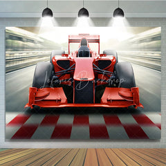 Lofaris Red Race Car Birthday Backdrop Fast Formula Racing Sport Theme Boys Party Photography Background