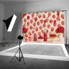 Lofaris Red Raspberry Garden Photo Backdrop Berry Sweet Birthday Cake Smash Photography Background