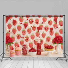 Lofaris Red Raspberry Garden Photo Backdrop Berry Sweet Birthday Cake Smash Photography Background