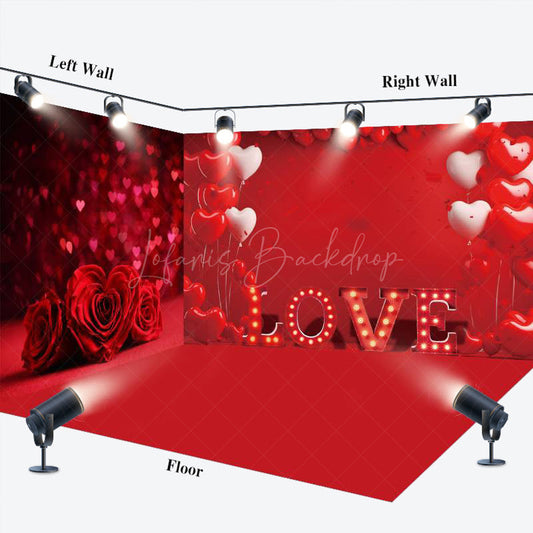 Lofaris Red Romantic Rose Valentines Vibe Room Set Backdrop