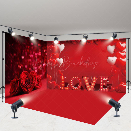 Lofaris Red Romantic Rose Valentines Vibe Room Set Backdrop