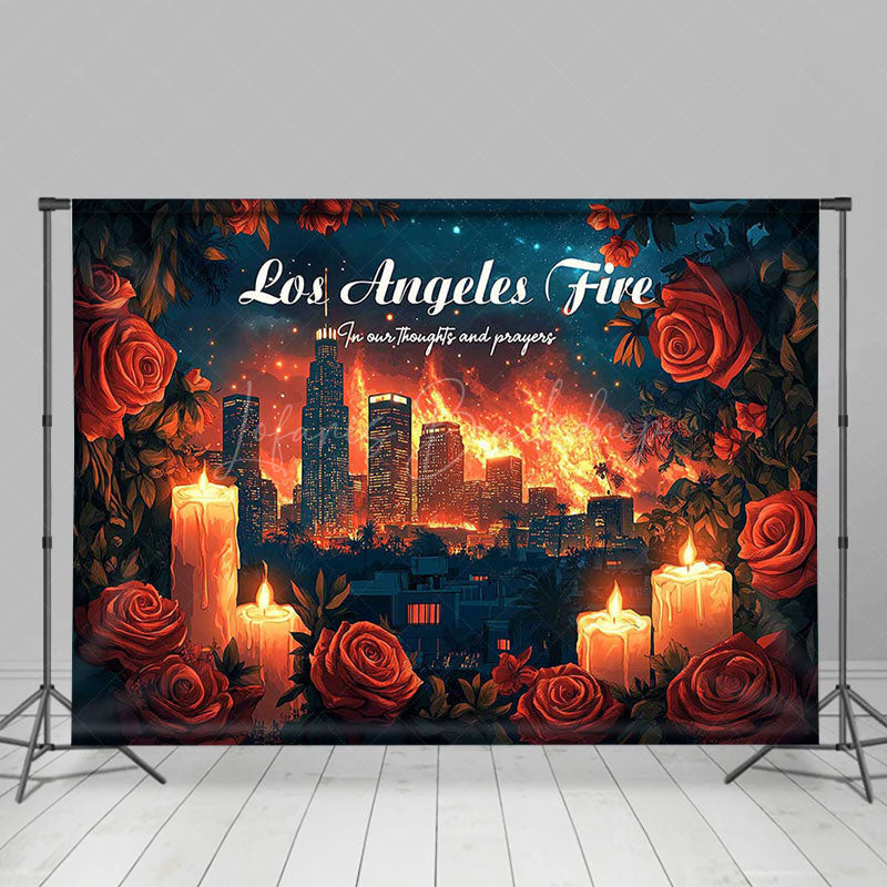 Lofaris Red Rose Candle Los Angeles Fire Condolences Backdrop
