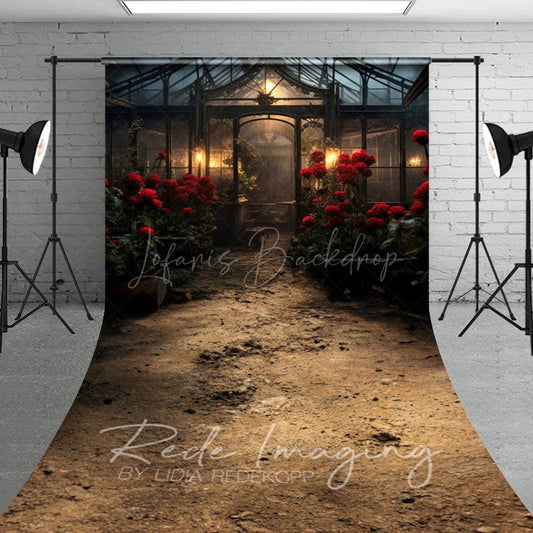 Lofaris Red Rose Dark Lovely Greenhouse Window Sweep Backdrop