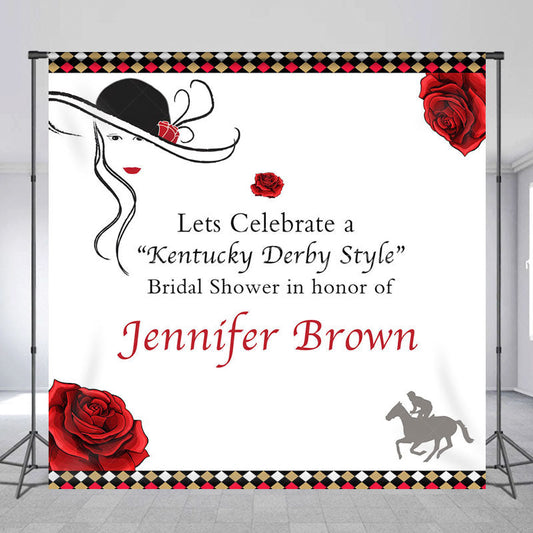 Lofaris Red Rose Kentucky Derby Custom Bridal Shower Backdrop