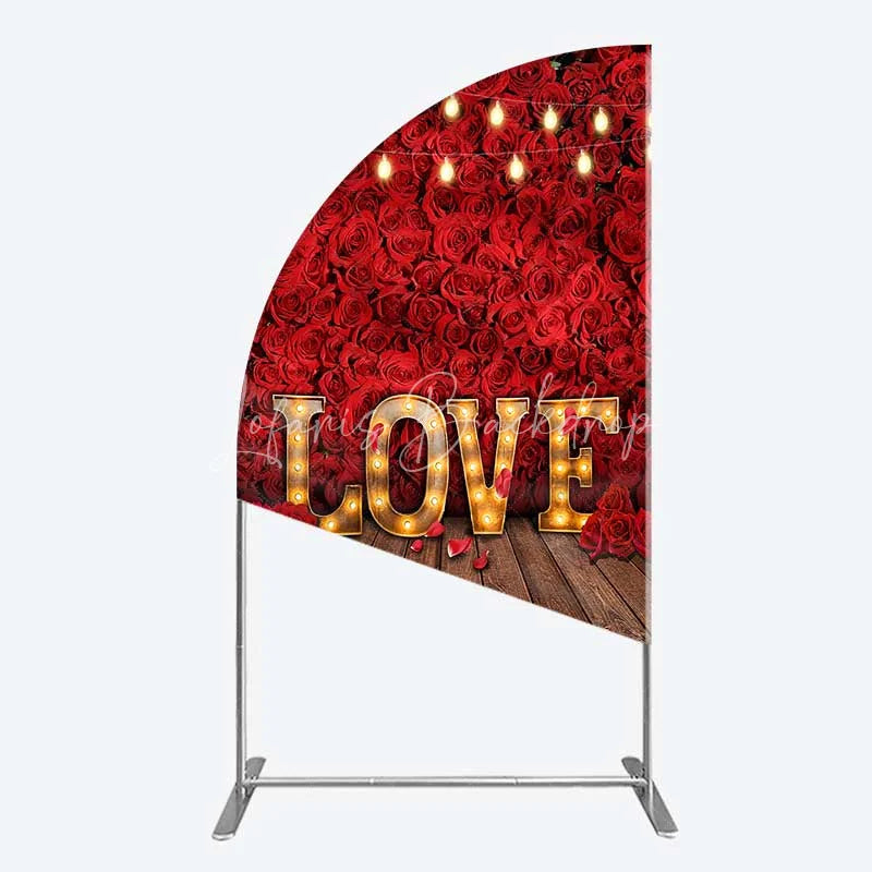 Lofaris Red Rose Wall Half Moon Arch Backdrop Romantic Floral Love Light Wedding Party Decoration