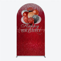 Lofaris Red Silver Black Copper Glitter Balloons Round Top Arch Backdrop Elegant Happy Birthday Party Decor