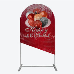 Lofaris Red Silver Black Copper Glitter Balloons Round Top Arch Backdrop Elegant Happy Birthday Party Decor