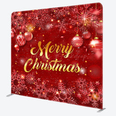 Lofaris Red Snowflake Balls Fabric Tension Christmas Backdrop