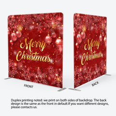 Lofaris Red Snowflake Balls Fabric Tension Christmas Backdrop