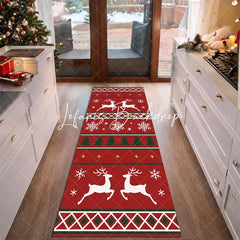 Lofaris Red Snowflakes Christmas Decor Runner Rug Reindeer Rectangle Hallway Mat Decoration For Home