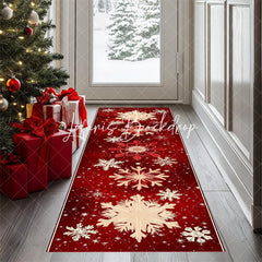 Lofaris Red Snowflakes Merry Christmas Decor Runner Rug Rectangle Hallway Mat Decoration Xmas Gifts Home