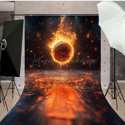 Lofaris Red Sparkle Lighted Basketball Sweep Photo Backdrop