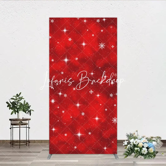 Lofaris Red Sparkling Snowflake Star Winter Holiday Rectangle Arch Backdrop Christmas Party Decor