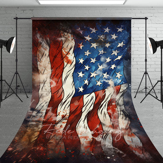 Lofaris Red Spot American Flag Independence Day Sweep Backdrop