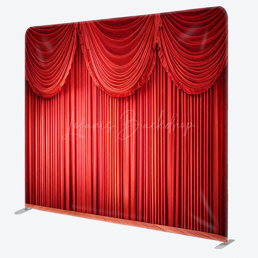 Lofaris Red Stage Curtains Photo Square Tension Backdrop