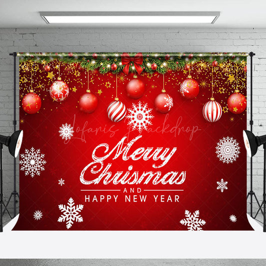Lofaris Red Starry Merry Christmas Happy New Year Backdrop