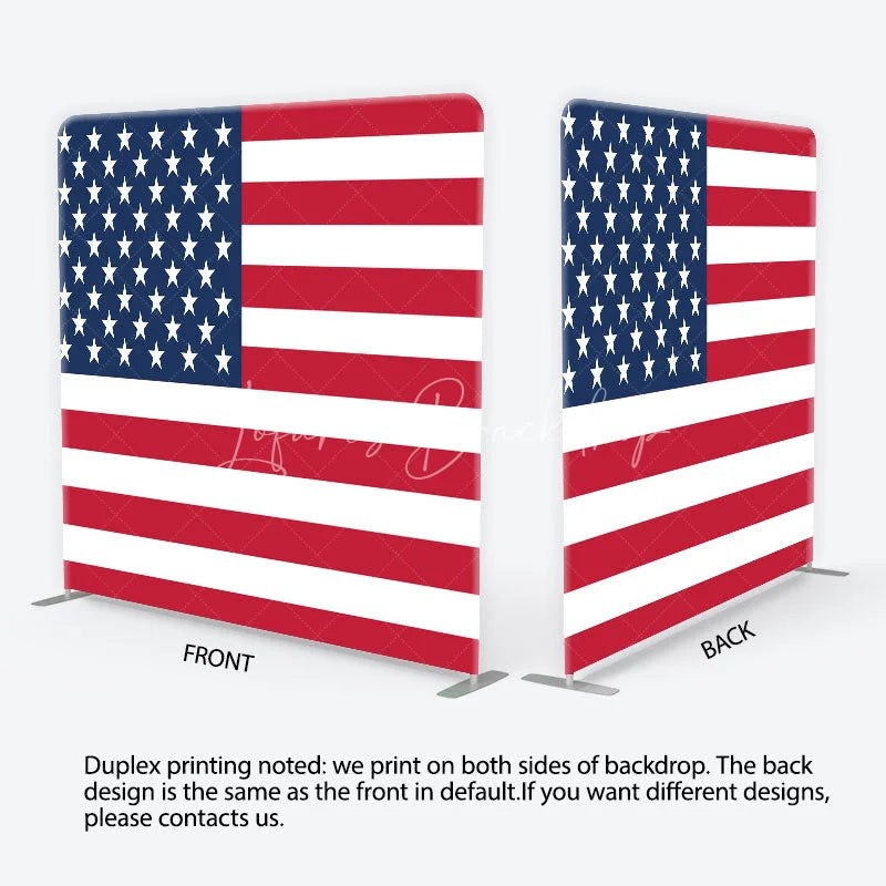 Lofaris Red White and Blue American Flag Square Double-Sided Backdrop Patriotic 4th of July Party Decor