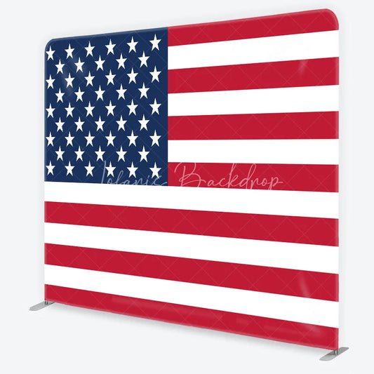 Lofaris Red White and Blue American Flag Square Double-Sided Backdrop Patriotic 4th of July Party Decor