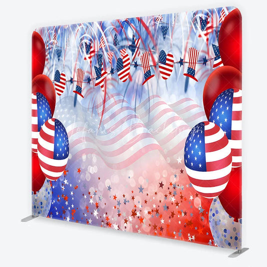Lofaris Red White and Blue American Flag Square Double-Sided Backdrop Patriotic Celebration Party Decor