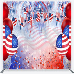 Lofaris Red White and Blue American Flag Square Double-Sided Backdrop Patriotic Celebration Party Decor