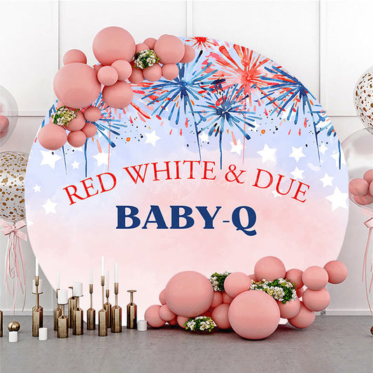 Lofaris Red White And Due Holiday Round Baby Shower Backdrop